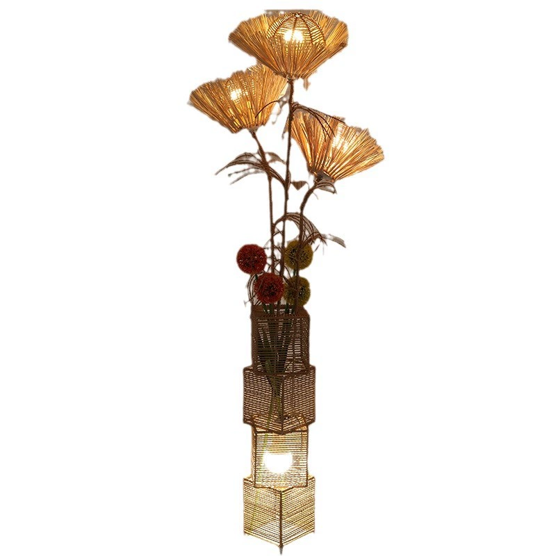 $66 Living room lamp, bedroom bedside lamp, rattan art Japanese style LED